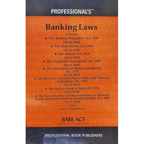 Professional Book Publisher's Banking Laws Bare Act 2024 | Containing 8 Acts